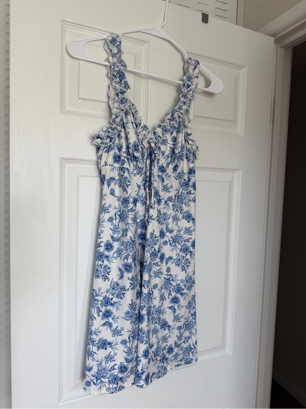 Pink Lily Give It A Go White and Blue Floral Mini Dress